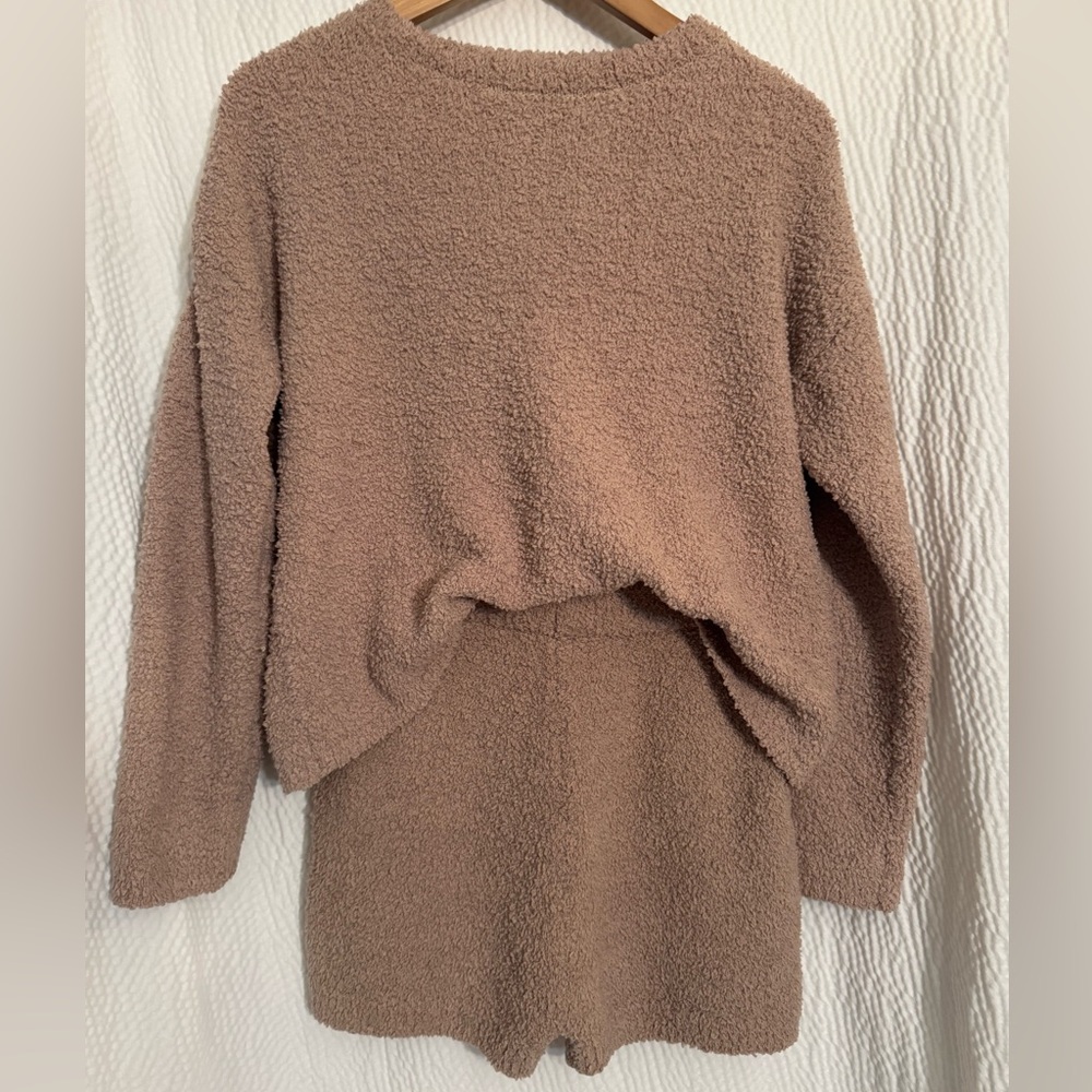Sincerely Jules Tan Soft Fuzzy Sweater and Skort Set